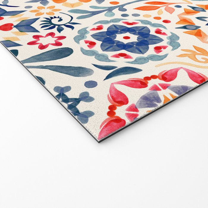 Watercolor Kaleidoscope Floral - desaturated Welcome Mat Gallery Image 2