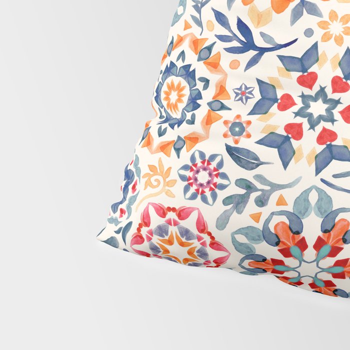 Watercolor Kaleidoscope Floral - desaturated Pillow Sham Gallery Image 4