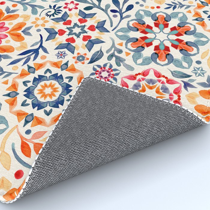 Watercolor Kaleidoscope Floral - desaturated Rug Gallery Image 4