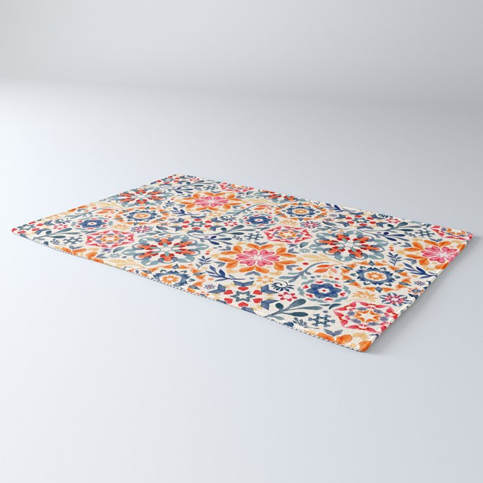 Watercolor Kaleidoscope Floral - desaturated Rug Gallery Image 3