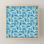 Mid Century Modern Piquet Abstract Multi Geometric Pattern in Retro Contemporary Blue and Cream Mini Art Print Gallery Image 1