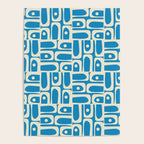 Mid Century Modern Piquet Abstract Multi Geometric Pattern in Retro Contemporary Blue and Cream Poster Gallery Image 4