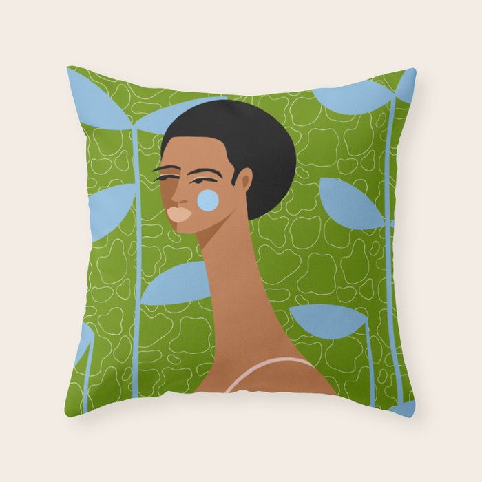 Blue Leaves Throw Pillow Gallery Image 6