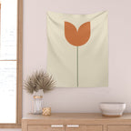 Vintage Tulip Minimalism - Red Wall Tapestry Gallery Image 2