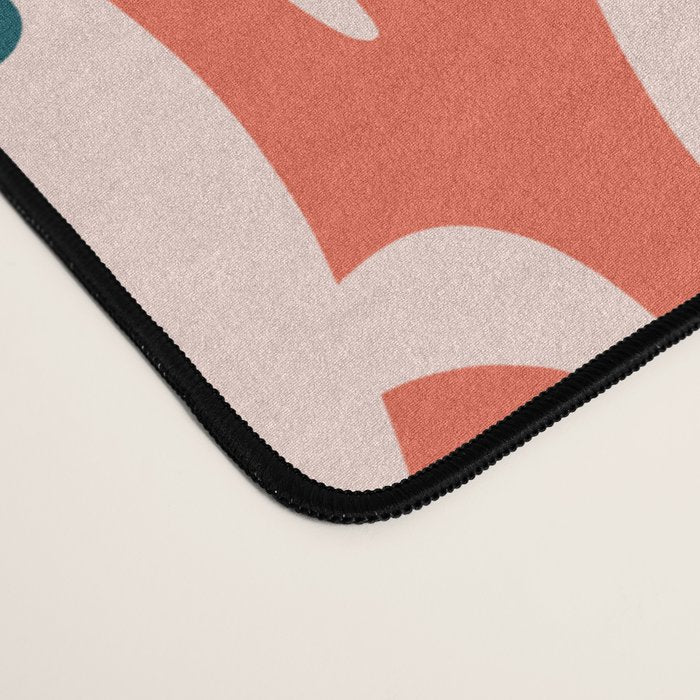 Retro Rockets - Midcentury Modern Space Age Pattern in Blush, Dark Teal, and Coral Orange Desk Mat Gallery Image 4