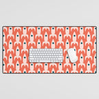 Retro Rockets - Midcentury Modern Space Age Pattern in Blush, Dark Teal, and Coral Orange Desk Mat Gallery Image 1