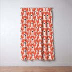 Retro Rockets - Midcentury Modern Space Age Pattern in Blush, Dark Teal, and Coral Orange Window Curtain Gallery Image 3