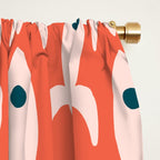 Retro Rockets - Midcentury Modern Space Age Pattern in Blush, Dark Teal, and Coral Orange Window Curtain Gallery Image 2