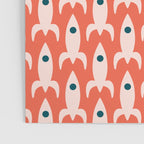 Retro Rockets - Midcentury Modern Space Age Pattern in Blush, Dark Teal, and Coral Orange Poster Gallery Image 3