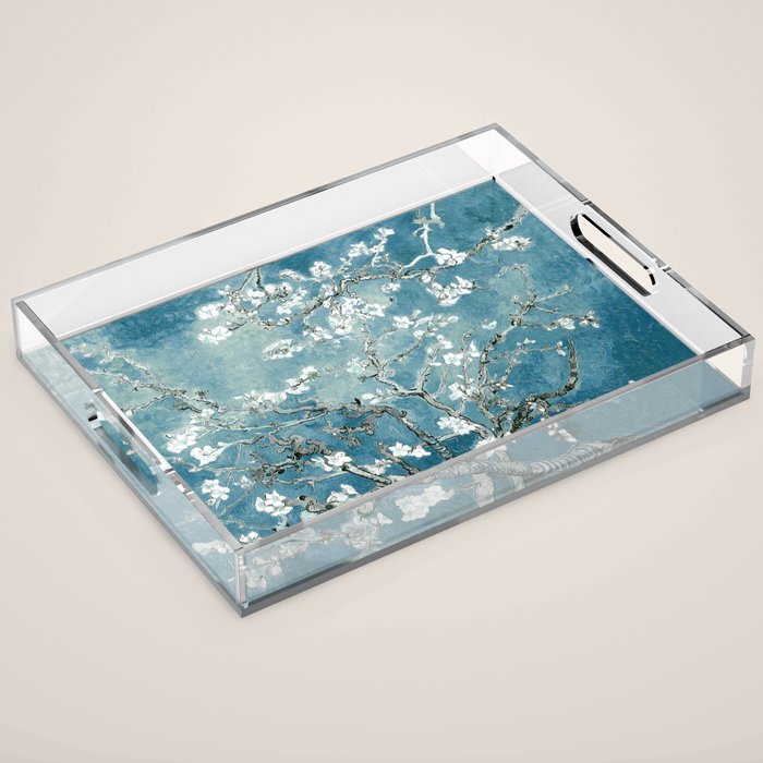 Vincent Van Gogh Almond Blossoms Teal Acrylic Tray Gallery Image 1