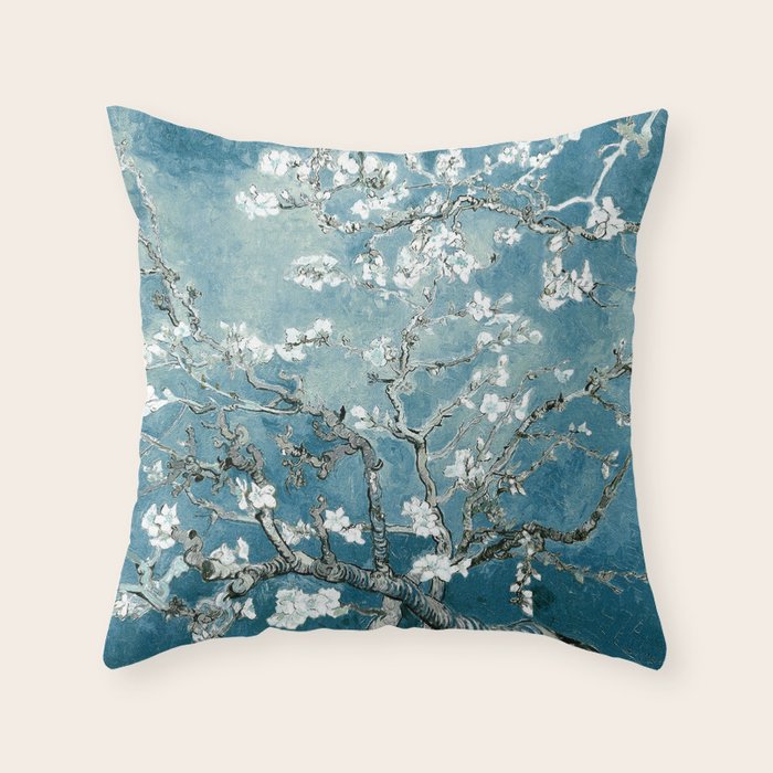 Vincent Van Gogh Almond Blossoms Teal Throw Pillow Gallery Image 6