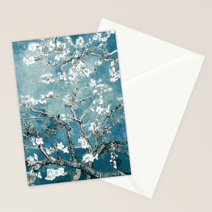 Vincent Van Gogh Almond Blossoms Teal Stationery Card Gallery Image 2