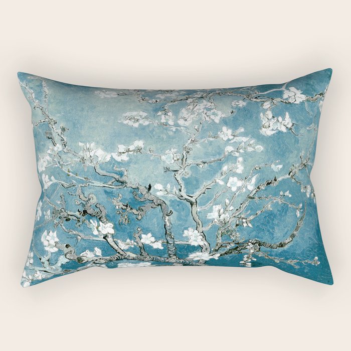 Vincent Van Gogh Almond Blossoms Teal Rectangular Pillow Gallery Image 2