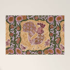 Rooster Painting in Forest Green - Folk Art Style Welcome Mat Gallery Image 1