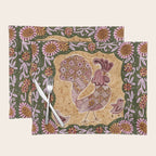 Rooster Painting in Forest Green - Folk Art Style Placemat Gallery Image 1