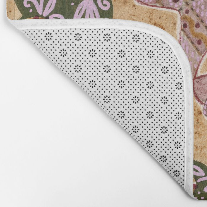 Rooster Painting in Forest Green - Folk Art Style Bath Mat Gallery Image 2