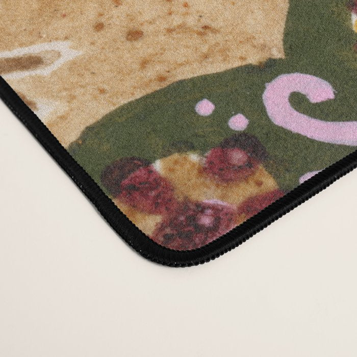 Rooster Painting in Forest Green - Folk Art Style Desk Mat Gallery Image 4