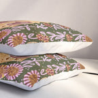 Rooster Painting in Forest Green - Folk Art Style Pillow Sham Gallery Image 3