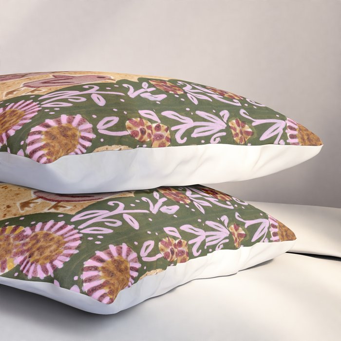 Rooster Painting in Forest Green - Folk Art Style Pillow Sham Gallery Image 3