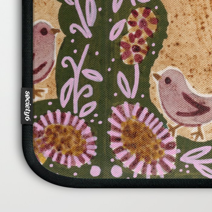 Rooster Painting in Forest Green - Folk Art Style Laptop Sleeve Gallery Image 3