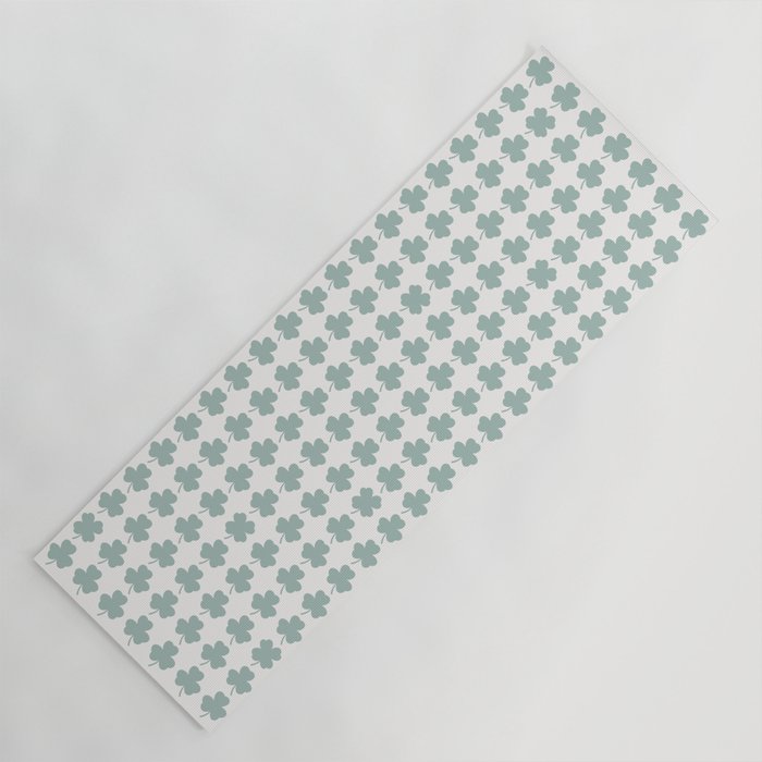 Clovers XXIX Teal Green Botanical Pattern Yoga Mat Gallery Image 1