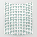 Clovers XXIX Teal Green Botanical Pattern Wall Tapestry Gallery Image 4