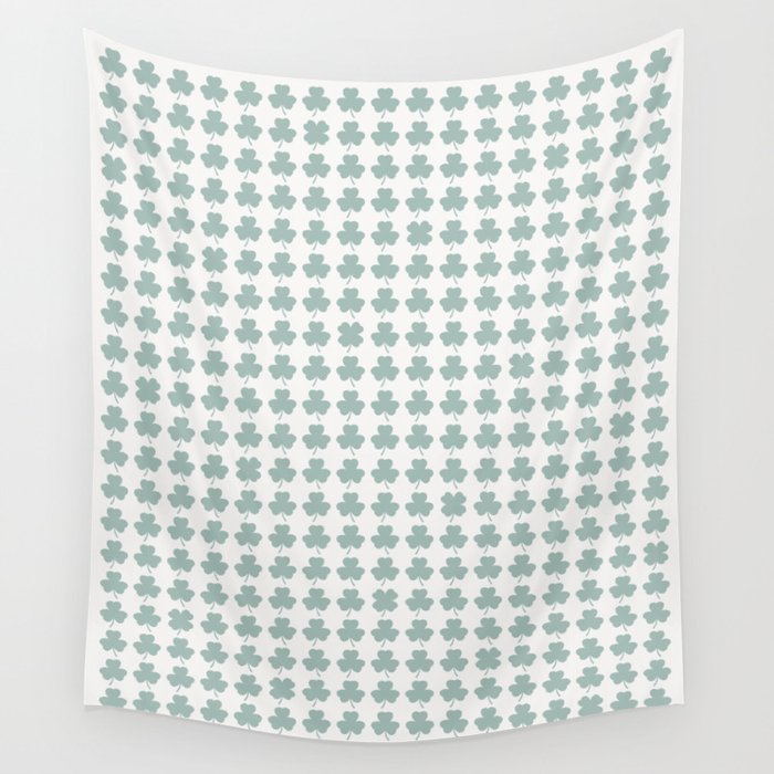 Clovers XXIX Teal Green Botanical Pattern Wall Tapestry Gallery Image 1