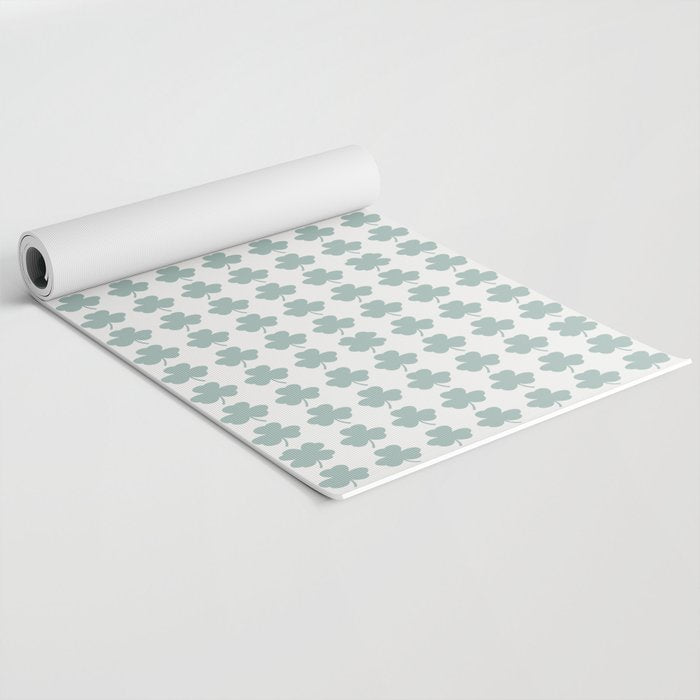 Clovers XXIX Teal Green Botanical Pattern Yoga Mat Gallery Image 2