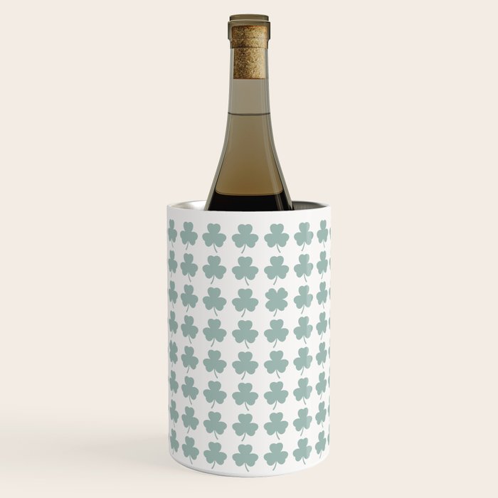 Clovers XXIX Teal Green Botanical Pattern Wine Chiller Gallery Image 3
