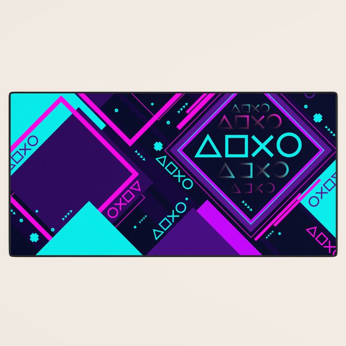 Neon Geometric Vaporwave Desk Mat Gallery Image 3