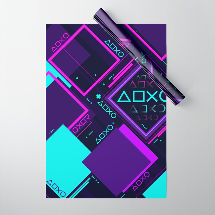 Neon Geometric Vaporwave Wrapping Paper Gallery Image 1