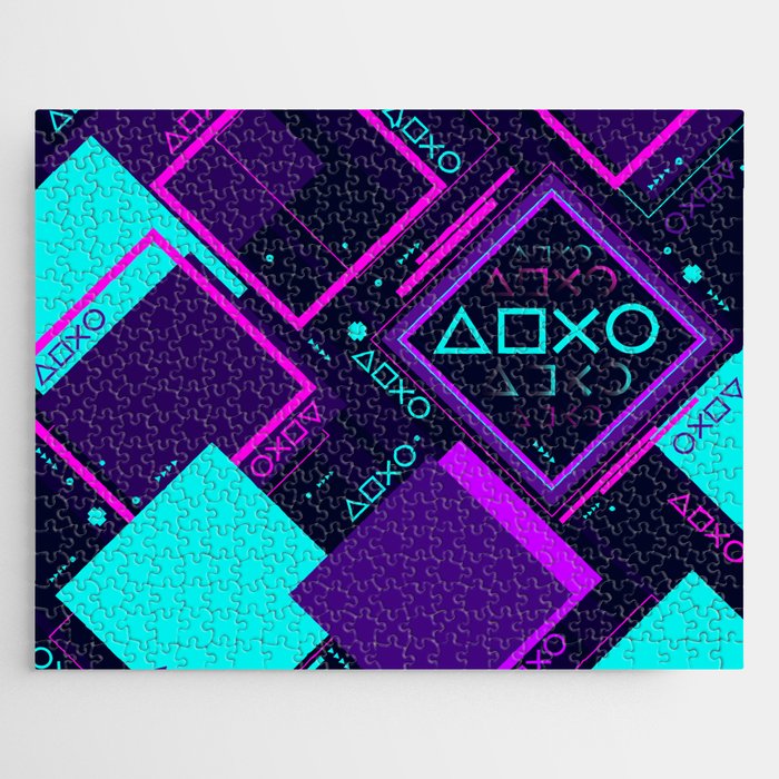 Neon Geometric Vaporwave Jigsaw Puzzle Gallery Image 1