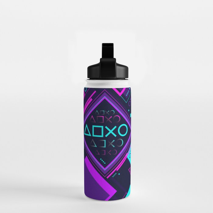 Neon Geometric Vaporwave Water Bottle Gallery Image 2