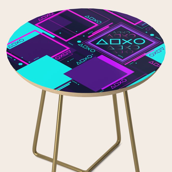 Neon Geometric Vaporwave Side Table Gallery Image 2
