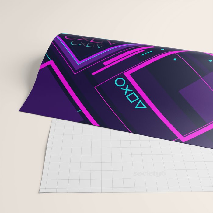Neon Geometric Vaporwave Wrapping Paper Gallery Image 2