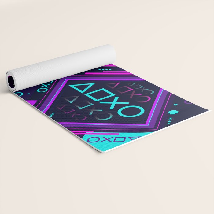Neon Geometric Vaporwave Yoga Mat Gallery Image 2