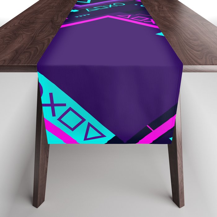 Neon Geometric Vaporwave Table Runner Gallery Image 1