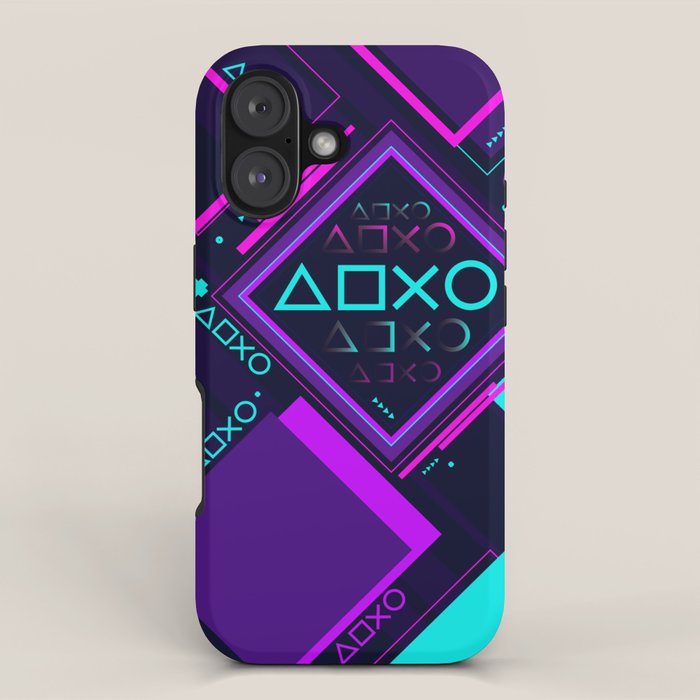 Neon Geometric Vaporwave iPhone Case Gallery Image 1