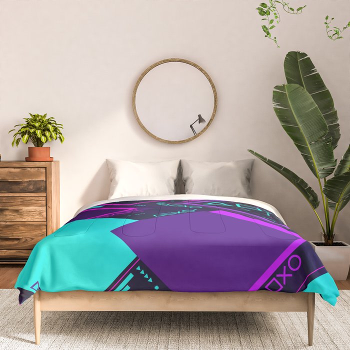 Neon Geometric Vaporwave Comforter Gallery Image 3