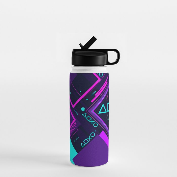 Neon Geometric Vaporwave Water Bottle Gallery Image 1