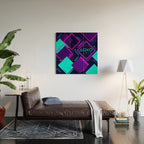 Neon Geometric Vaporwave Wood Wall Art Gallery Image 2
