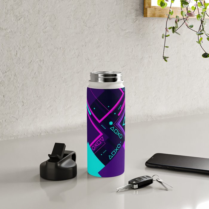Neon Geometric Vaporwave Water Bottle Gallery Image 4