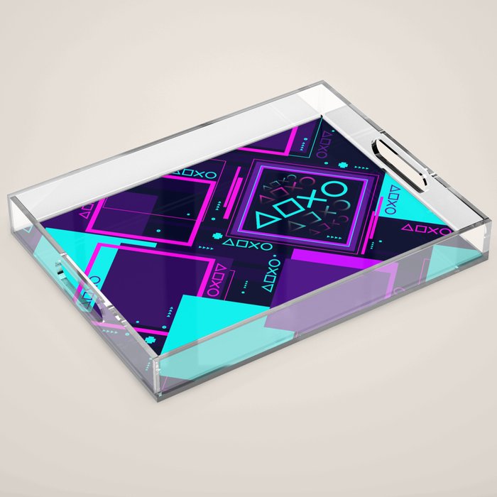 Neon Geometric Vaporwave Acrylic Tray Gallery Image 1
