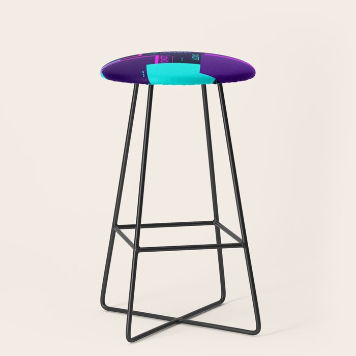 Neon Geometric Vaporwave Stool Gallery Image 1