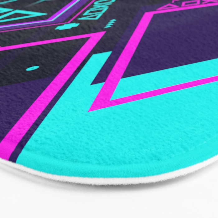 Neon Geometric Vaporwave Bath Mat Gallery Image 3