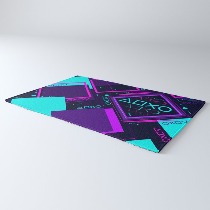 Neon Geometric Vaporwave Rug Gallery Image 3