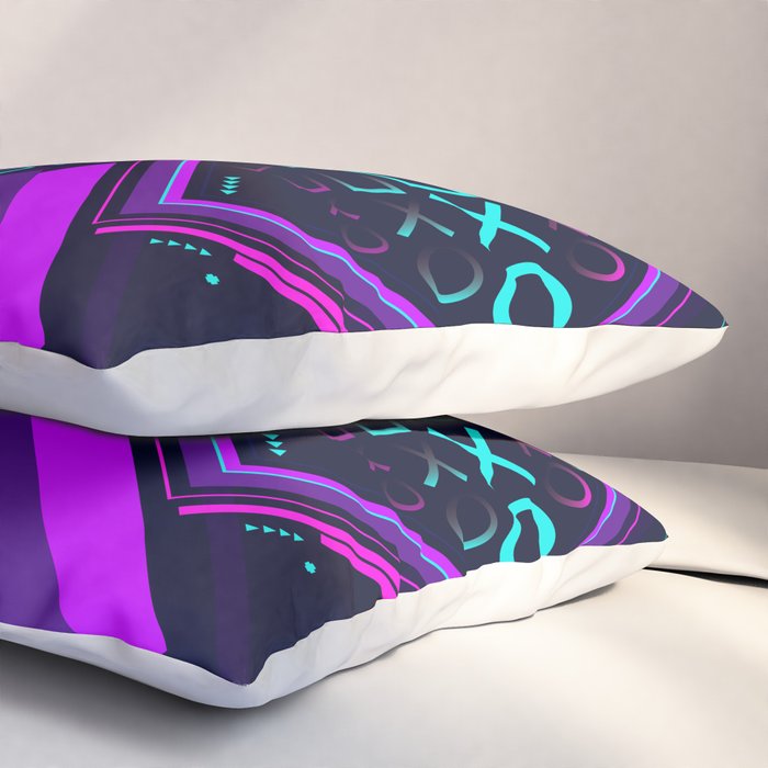 Neon Geometric Vaporwave Pillow Sham Gallery Image 3