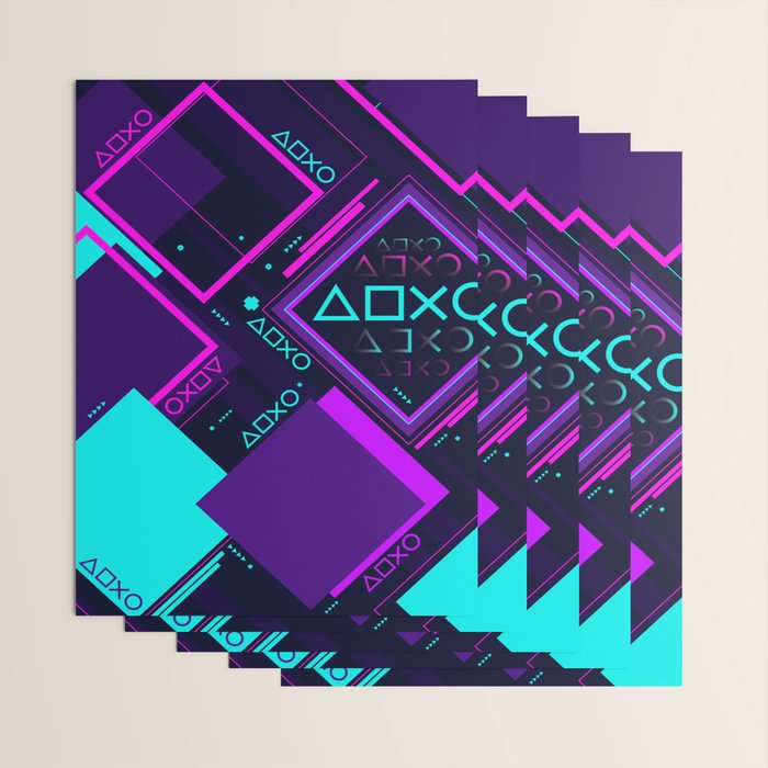 Neon Geometric Vaporwave Wrapping Paper Gallery Image 3