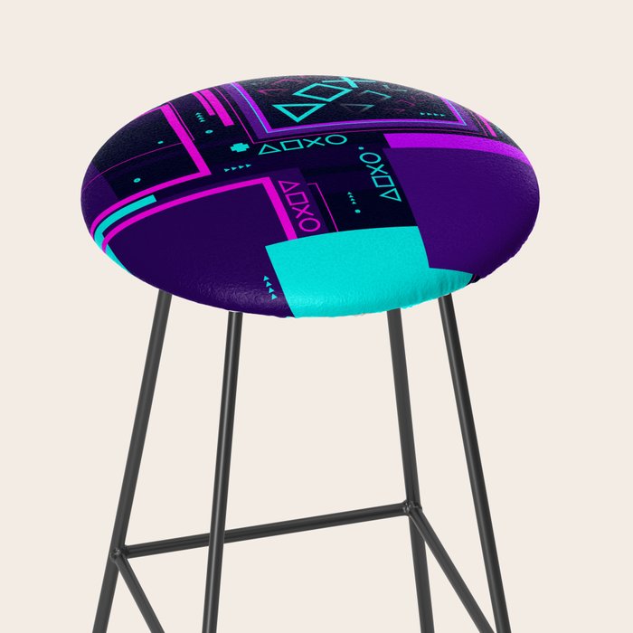 Neon Geometric Vaporwave Stool Gallery Image 2