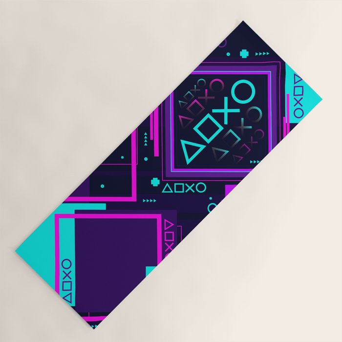 Neon Geometric Vaporwave Yoga Mat Gallery Image 1